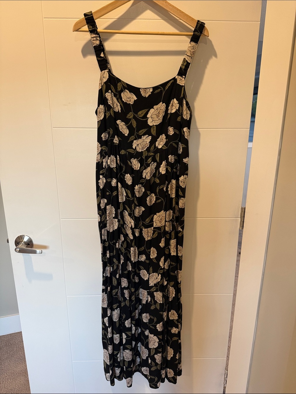 saltwater LUXE Black Maxi Dress with White Rose Pattern